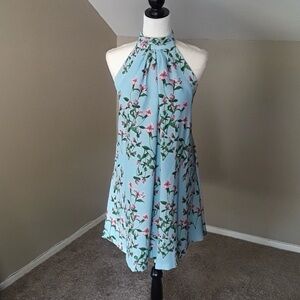 Cynthia Steffe Monte Blue Floral Halter Dress